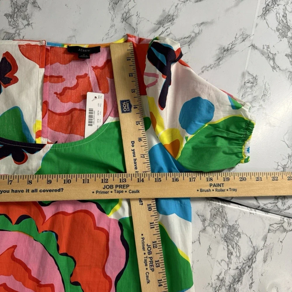 J. Crew Cotton Poplin Classic Popover Top Ratti Jardin Floral Puff Sleeve Size 2